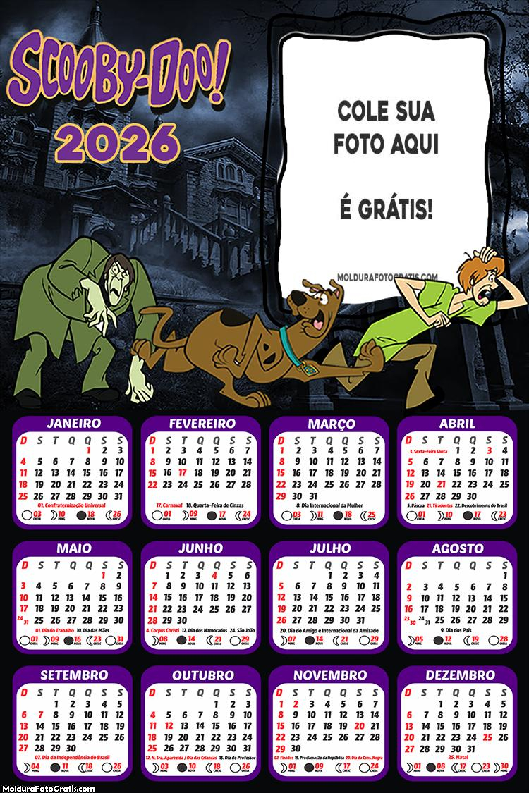 Calendário Scooby Doo e Salcisha 2026