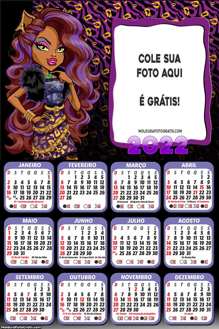 Calendário Clawdeen 2022