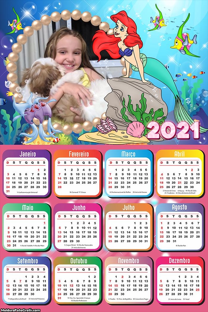 Calendário Ariel Princesa 2021