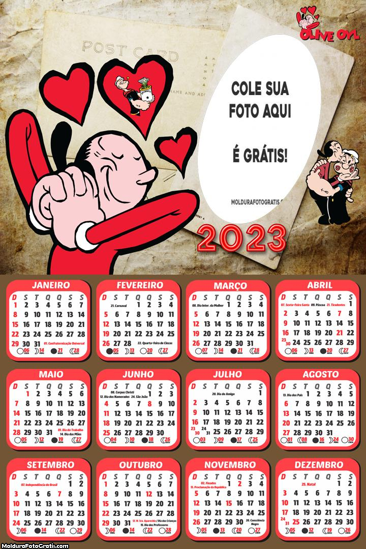 Calendário Olivia Palito 2023