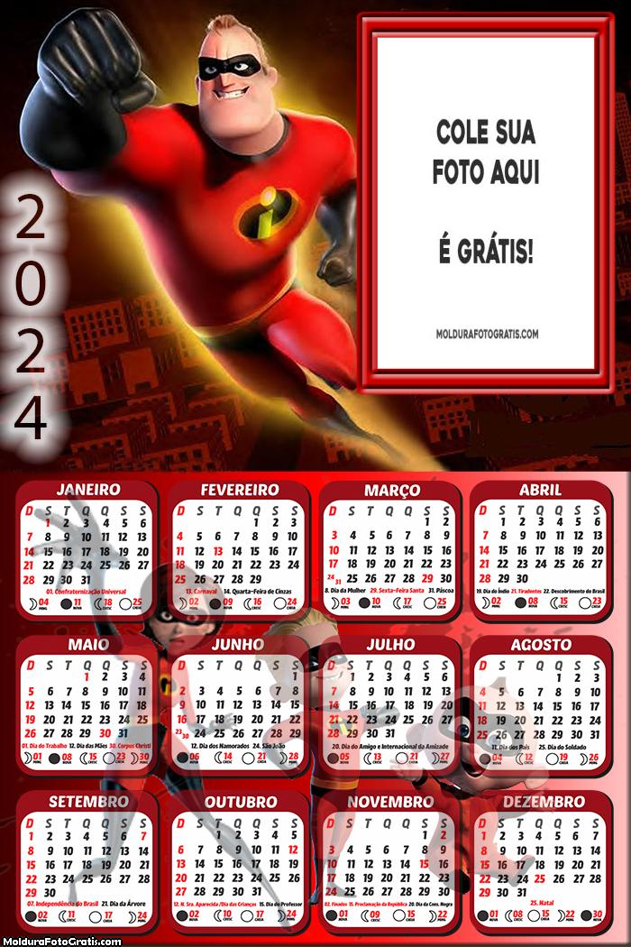 Calendário Senhor Incrível 2024