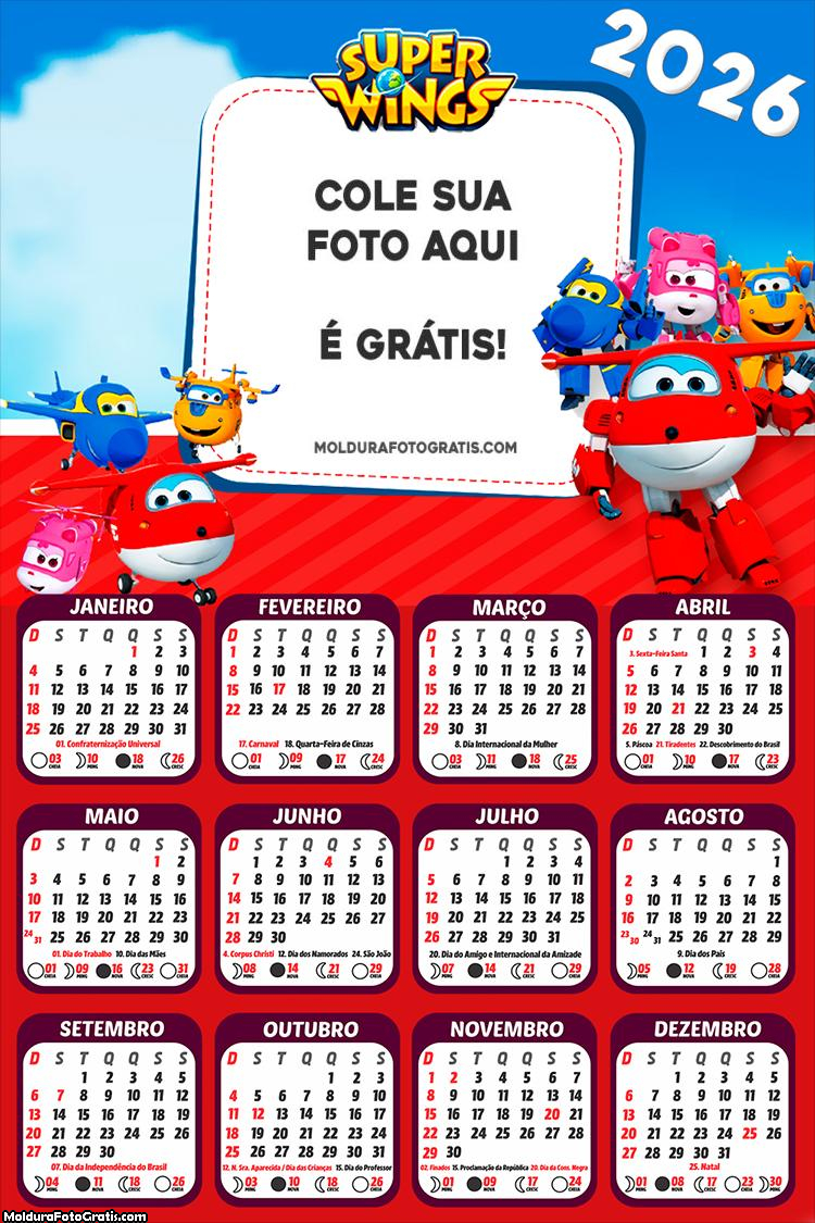 Calendário Super Wings 2026