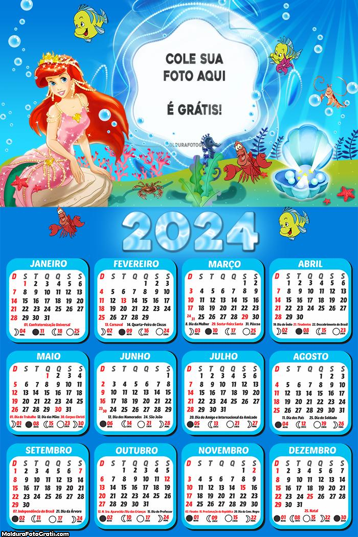 Calendário Ariel Sereia 2024