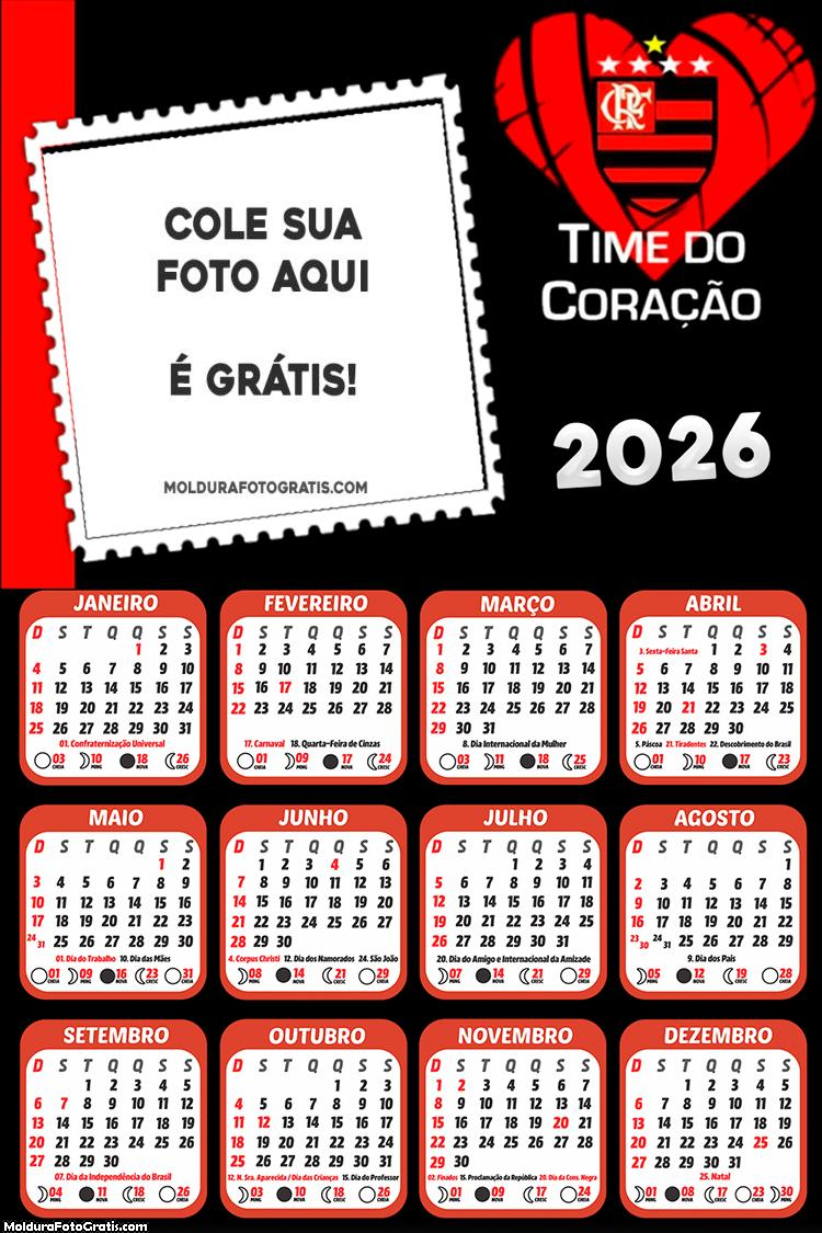 Calendário Flamengo Time do Coração 2026