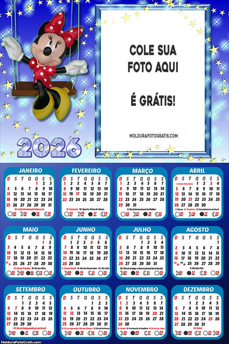 Calendário Minnie Balanço 2026