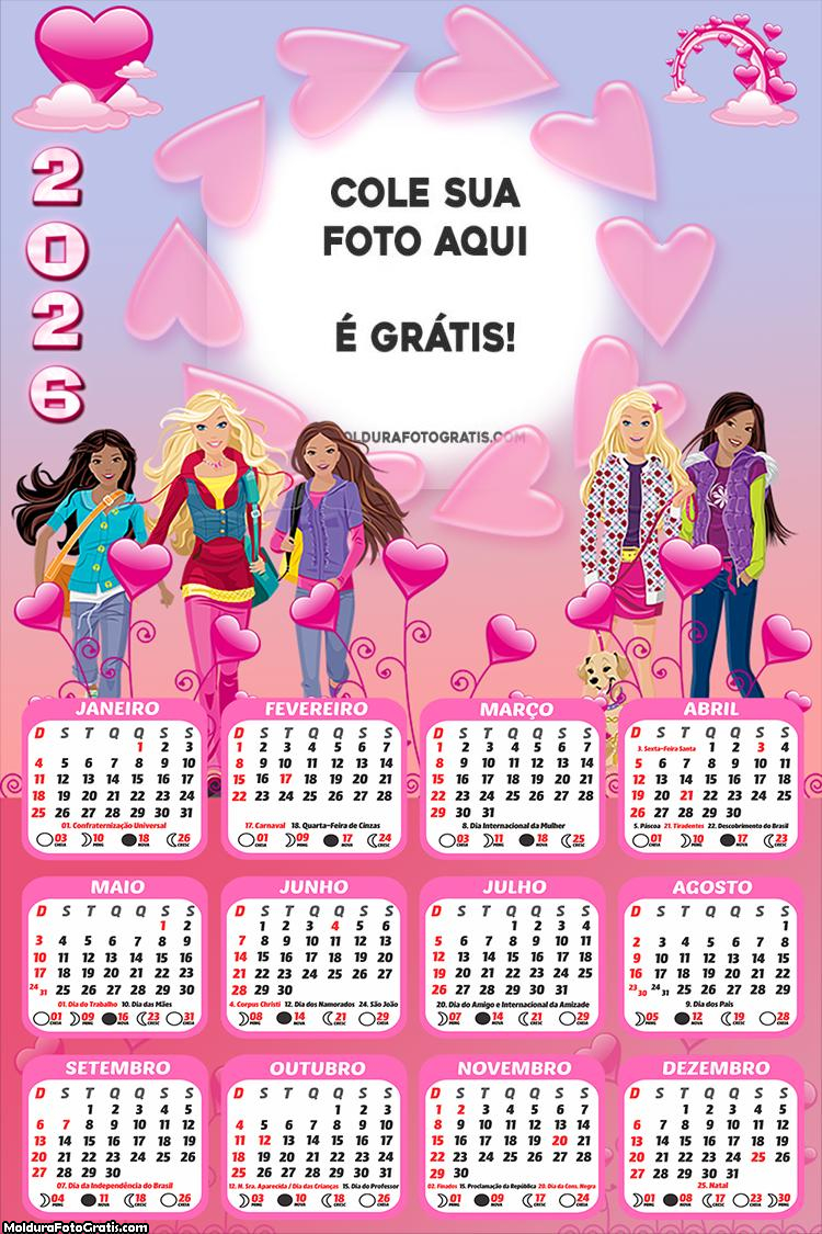 Calendário Amigas da Barbie 2026