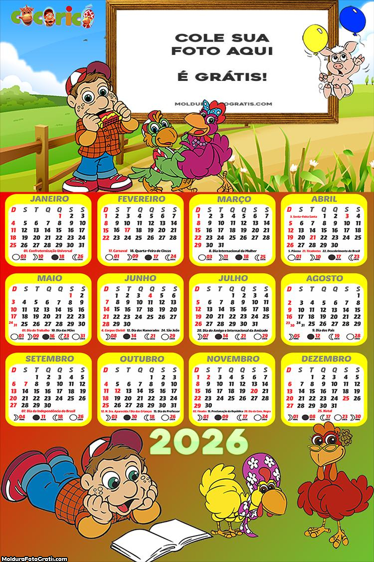 Calendário Cocoricó Infantil 2026