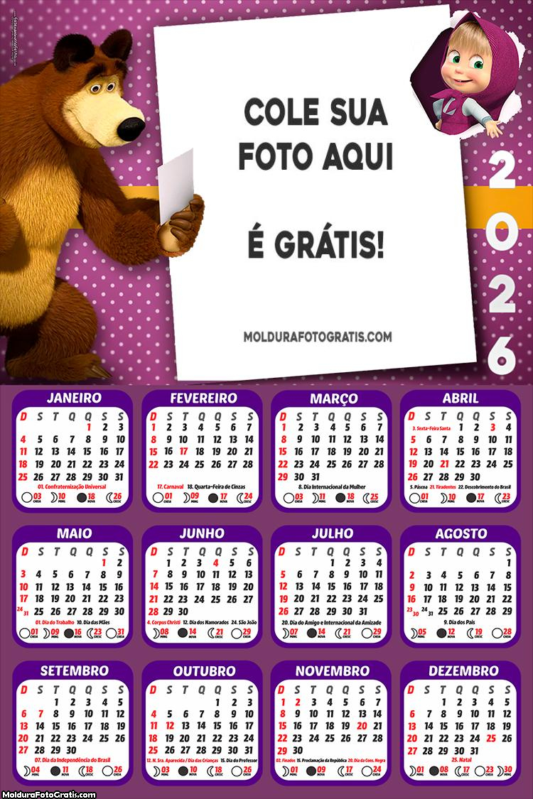 Calendário Masha e o Urso 2026
