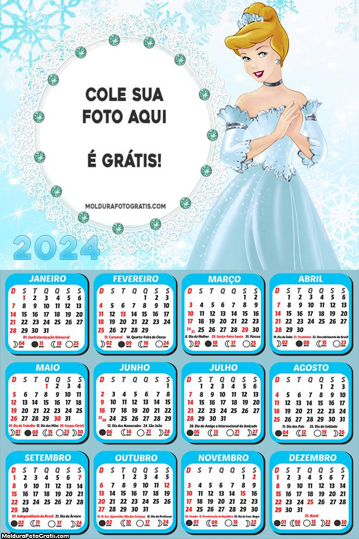 Calendário Princesa Cinderela 2024