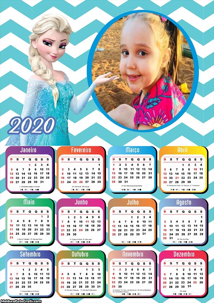 Calendário Elsa Frozen 2020