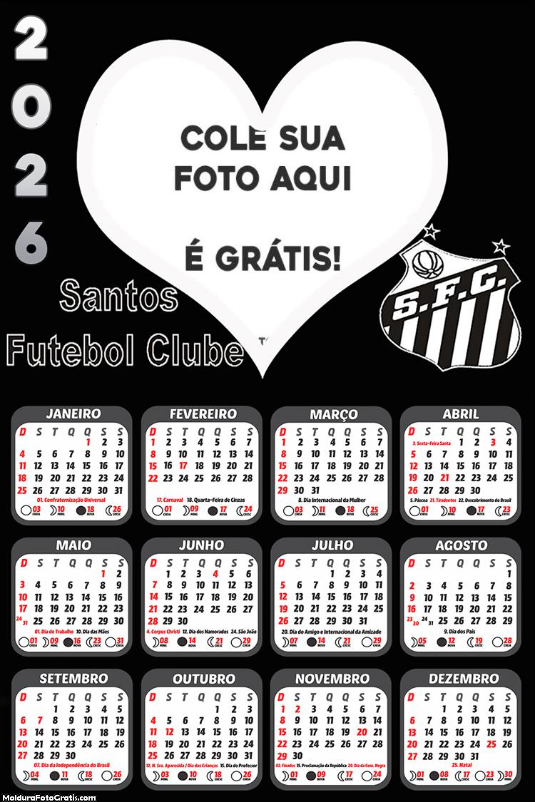 Calendário Santos Futebol Clube 2026