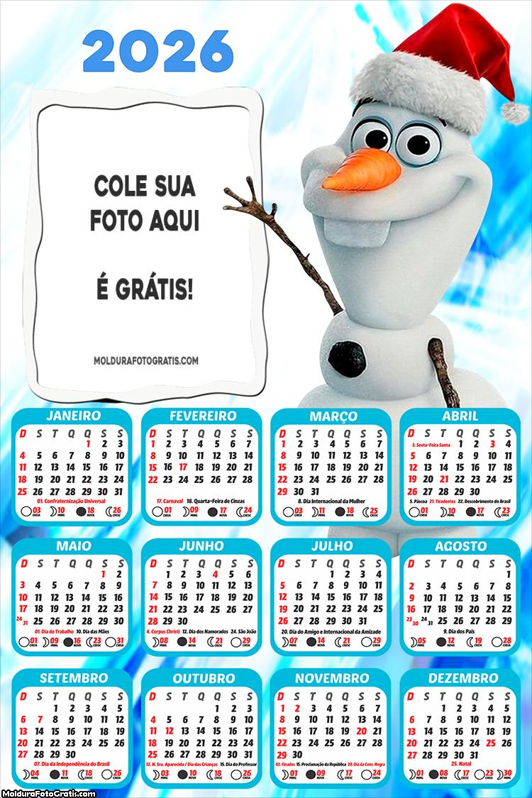 Calendário Olaf Feliz Natal 2026
