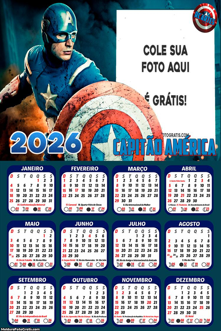 Calendário Capitão América 2026