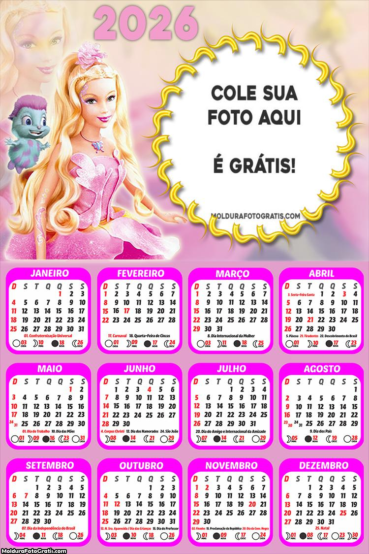 Calendário Bibble e Barbie 2026