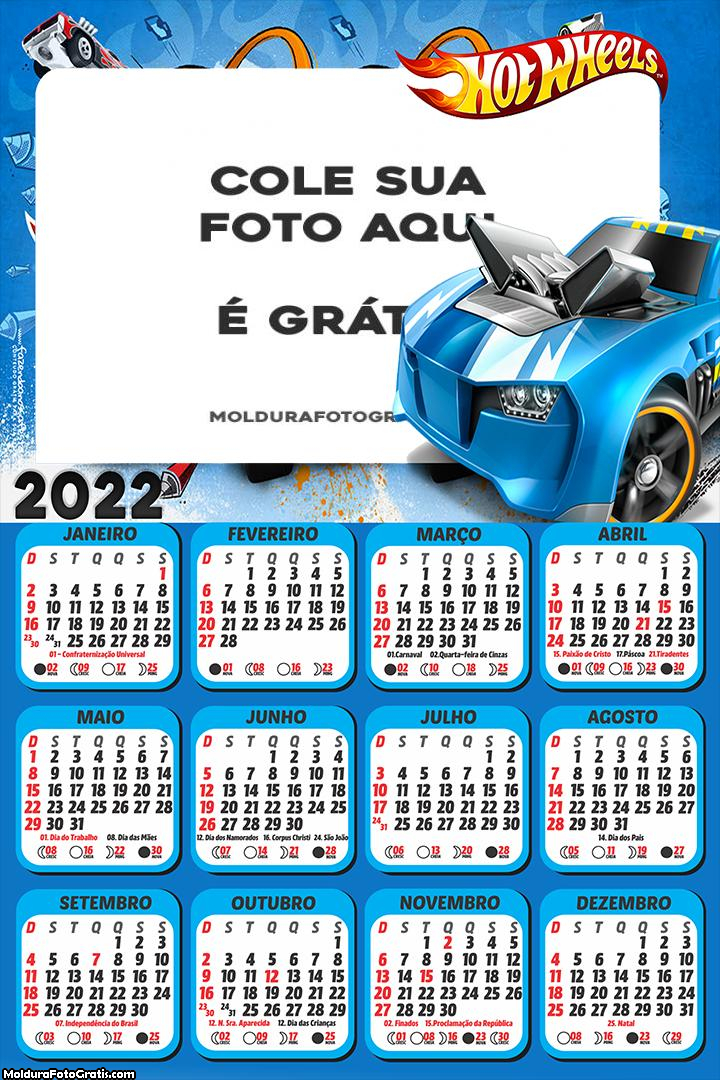 Calendário Hot Wheels Carro Azul 2022