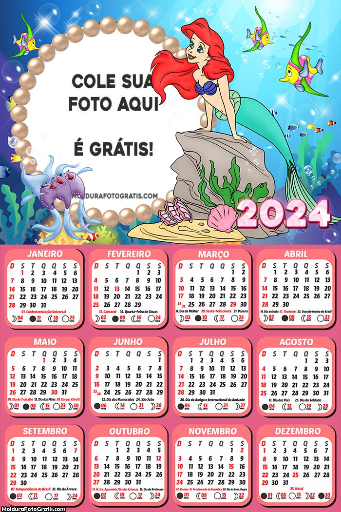 Calendário Pequena Sereia 2024