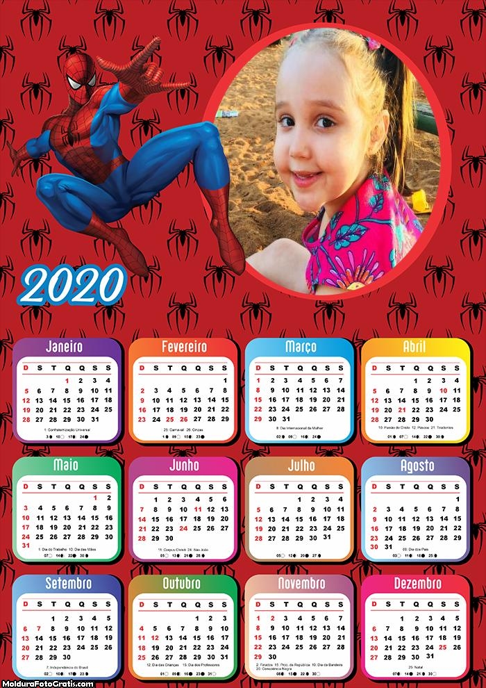 Calendário SpiderMan 2020