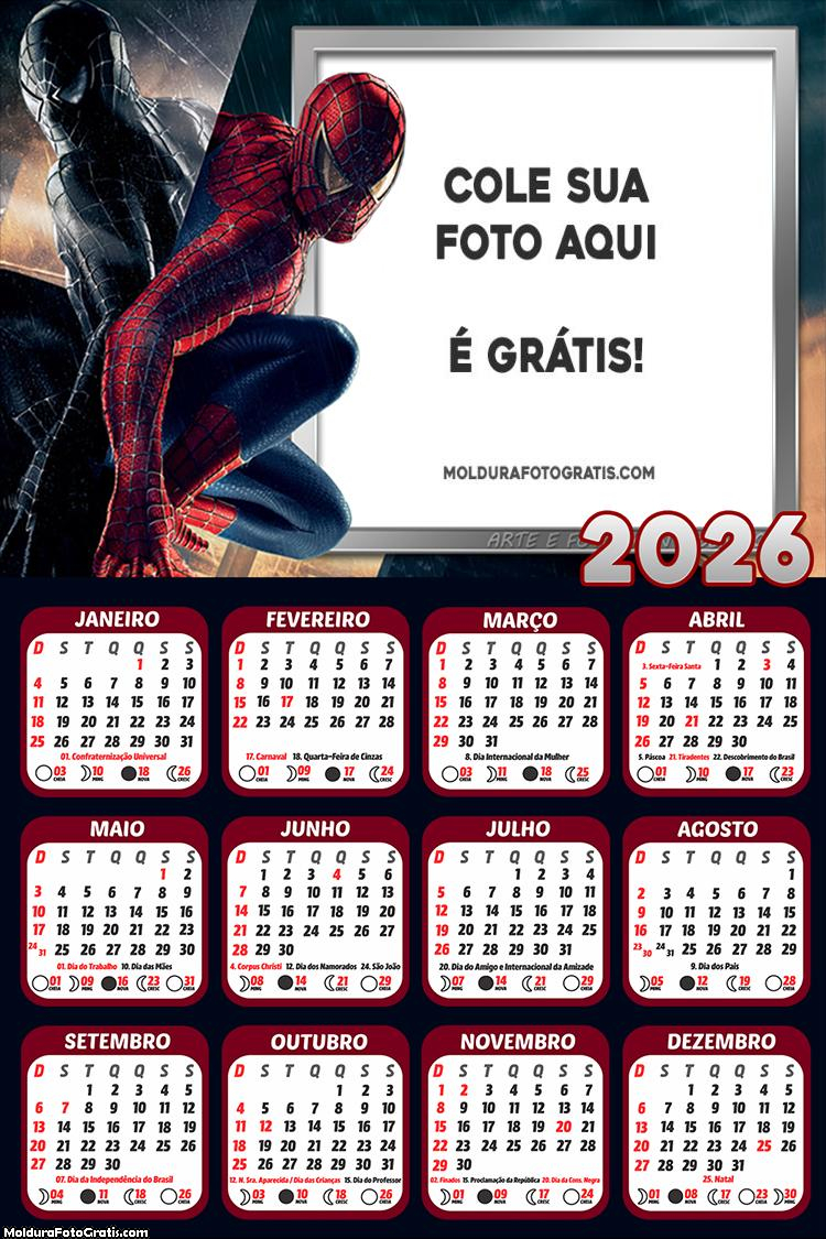 Calendário do Homem-Aranha 2026