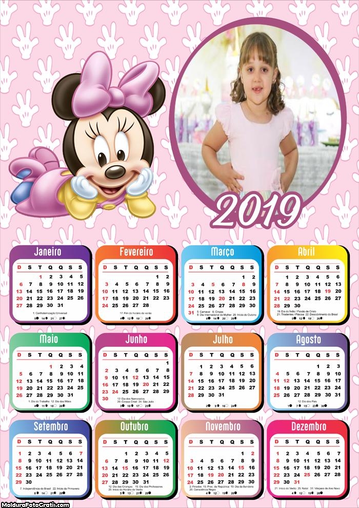 Calendário Baby Minnie 2019