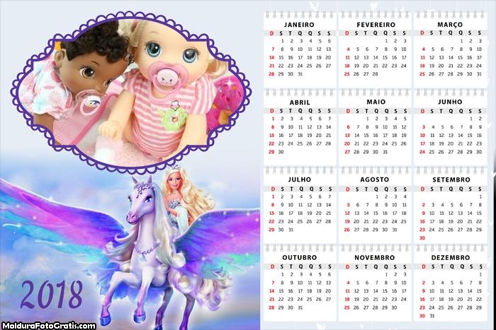 Calendário Cavalo da Barbie 2018