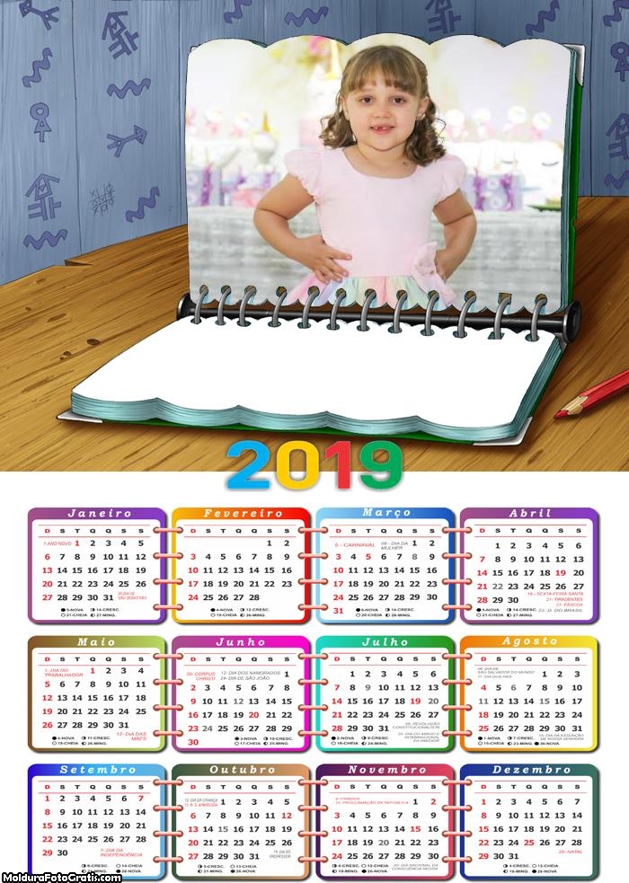 Calendário Caderno 2019 Moldura