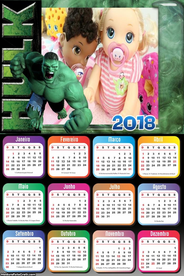 Calendário do Hulk 2018