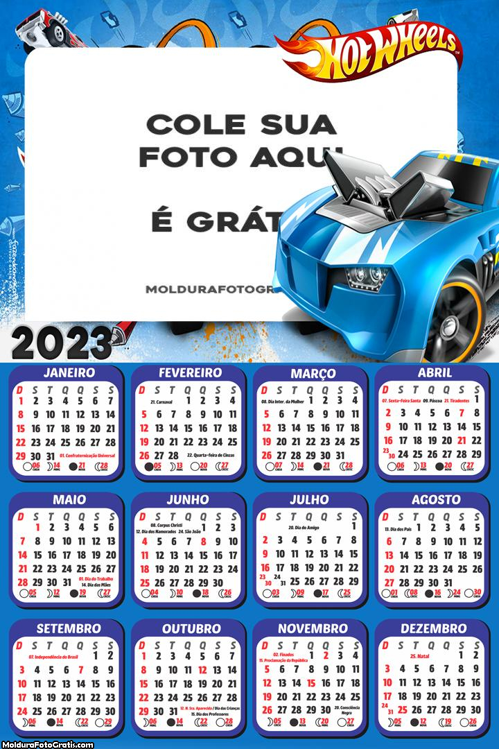 Calendário Hot Wheels Carro Azul 2023
