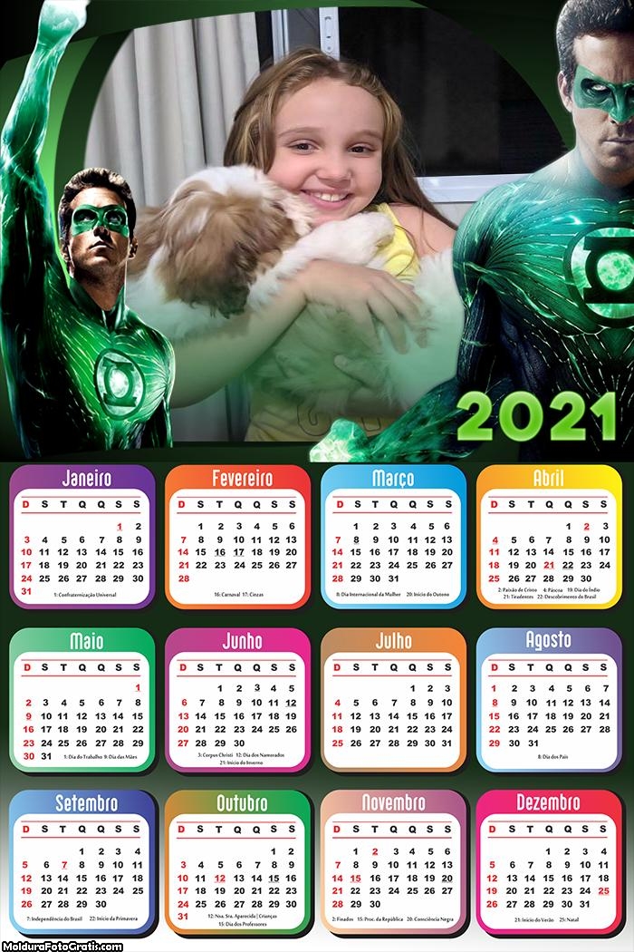 Calendário Lanterna Verde 2021