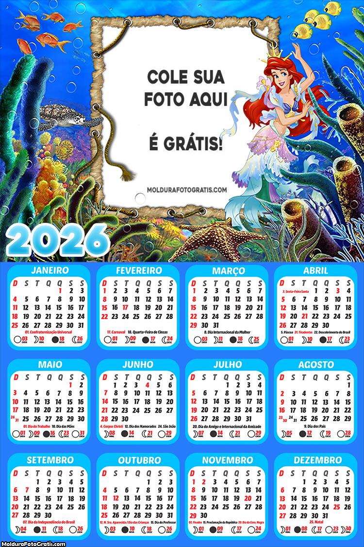 Calendário Ariel Fundo do Mar 2026