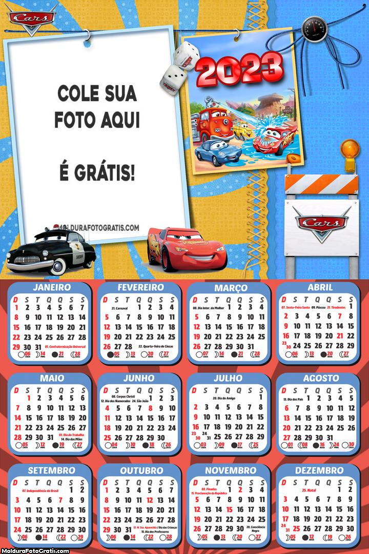 Calendário Carros Desenho 2023