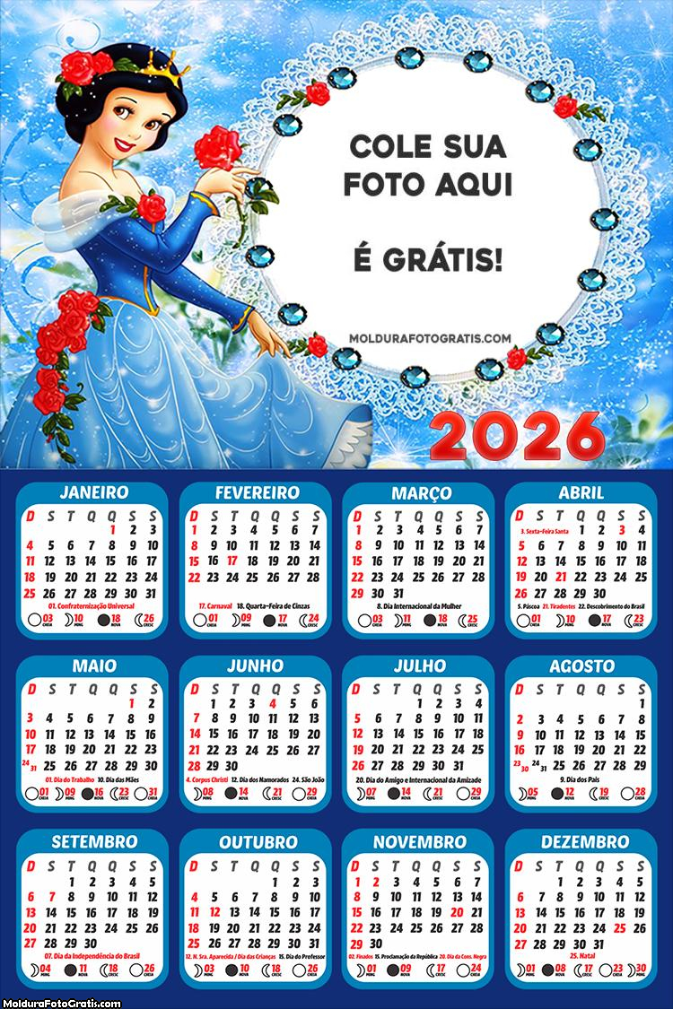 Calendário Princesa Branca de Neve 2026