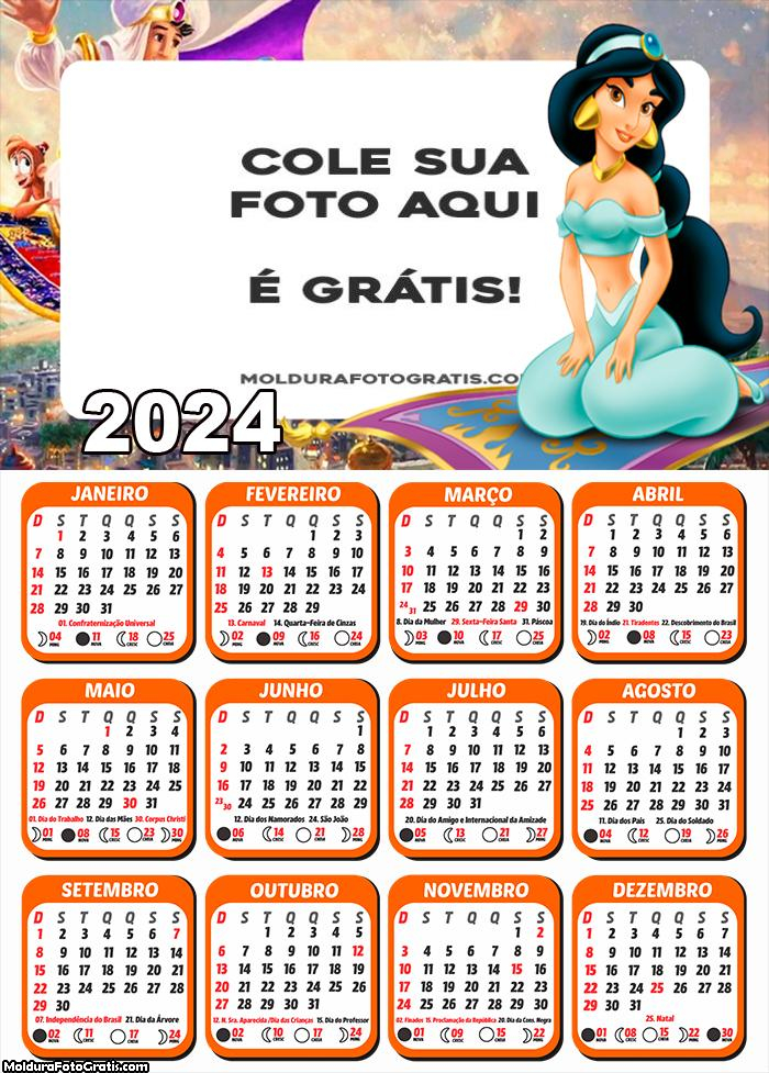 Calendário Jasmine Disney 2024