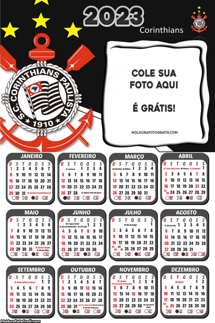 Calendário Timão Corinthians 2023 Foto Molduras