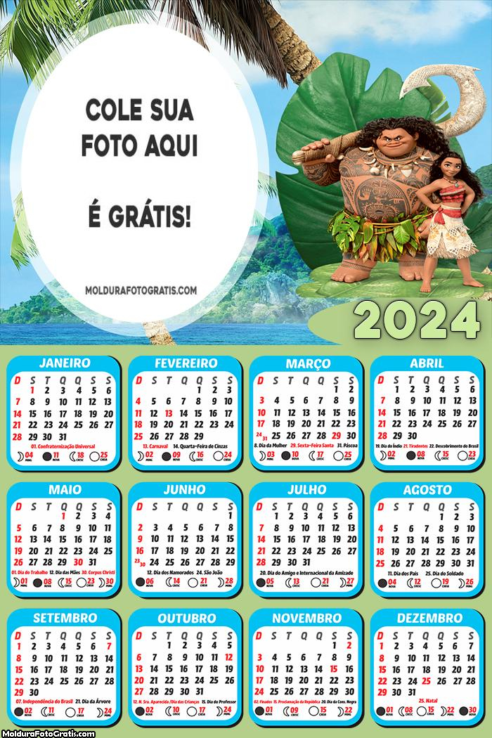 Calendário Chefe Tui e Moana 2024