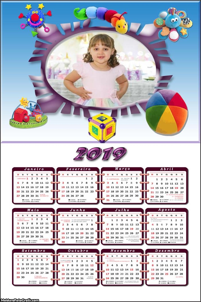 Calendário Brinquedos 2019 Moldura