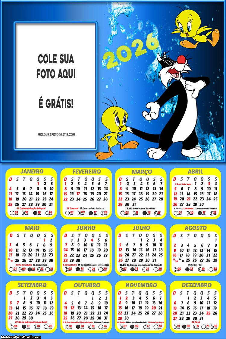 Calendário Piu Piu e Frajola 2026
