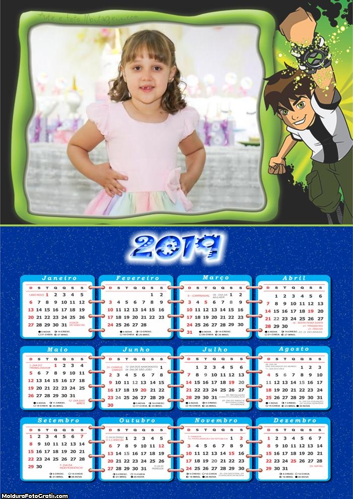 Calendário do Ben 10 Desenho 2019