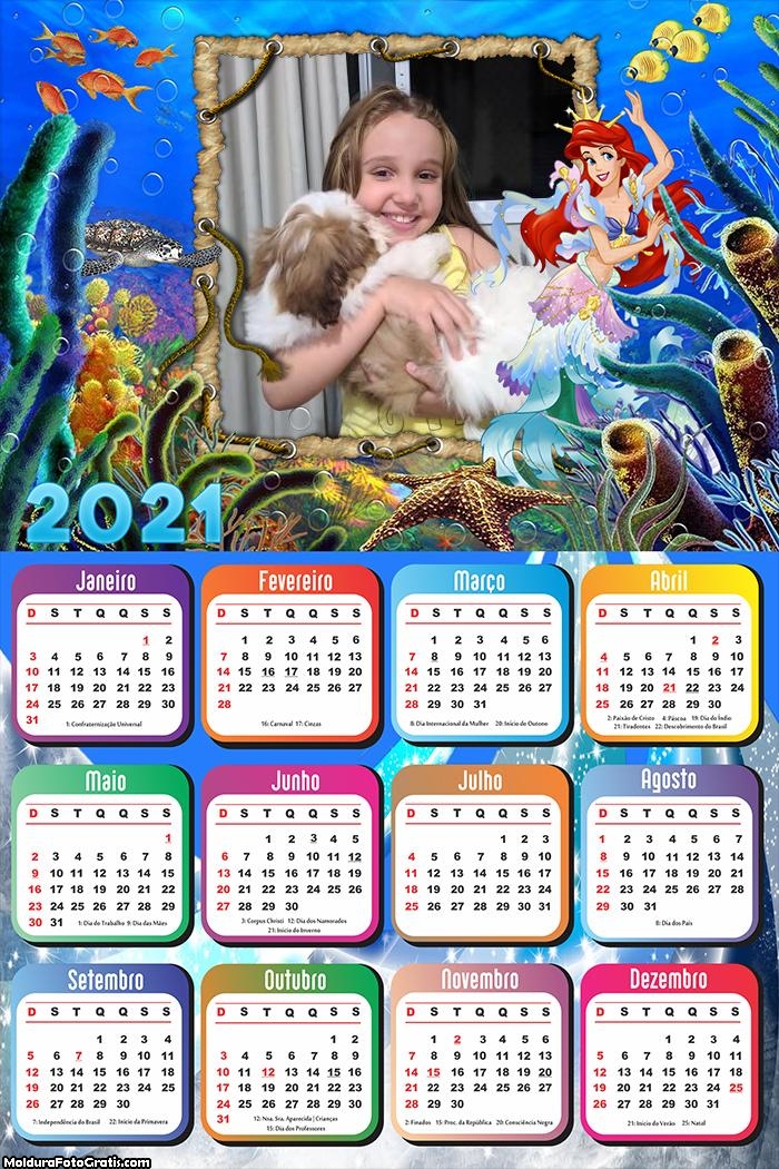 Calendário Ariel Fundo do Mar 2021