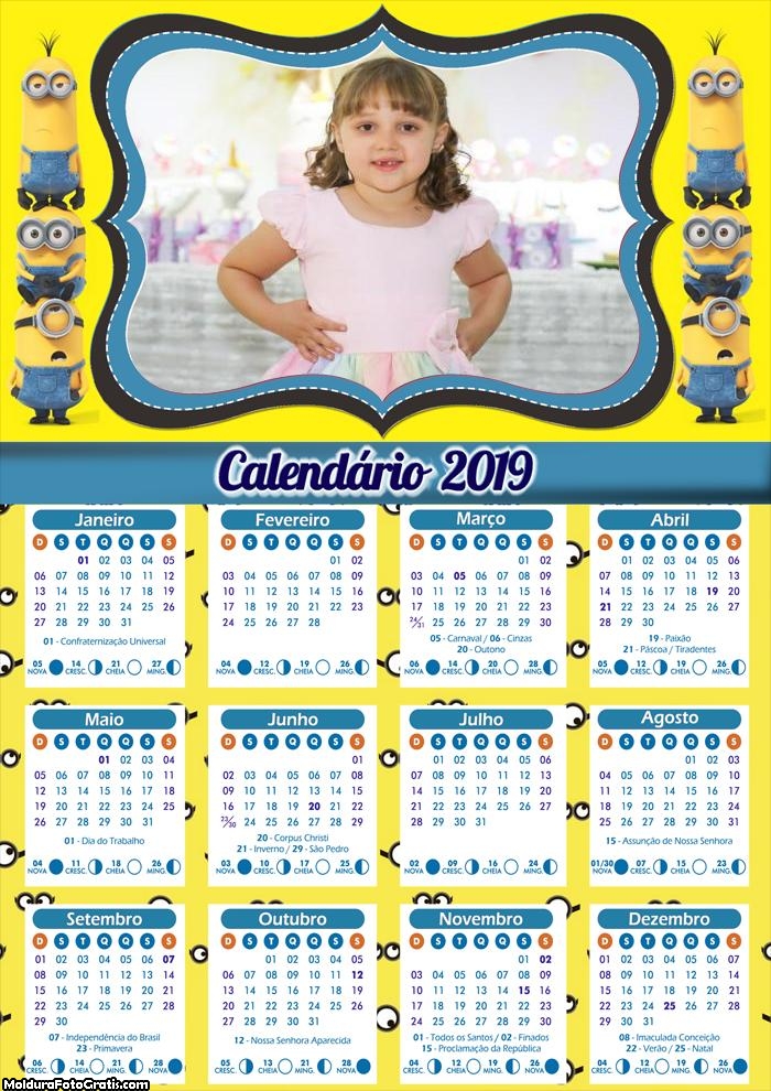 Calendário dos Minions 2019