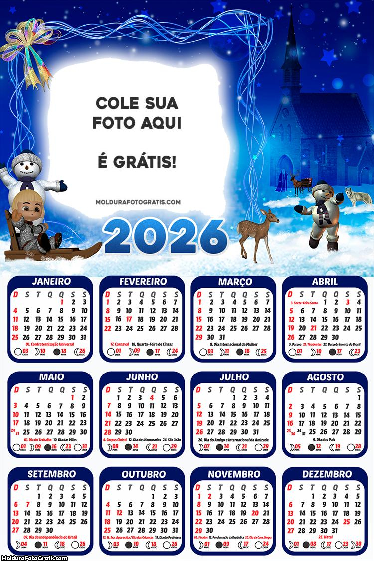 Calendário Boneco de Neve 2026