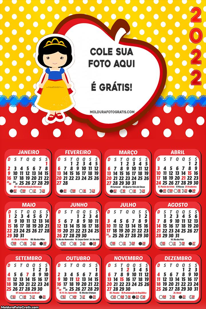 Calendário Desenho da Branca de Neve 2022