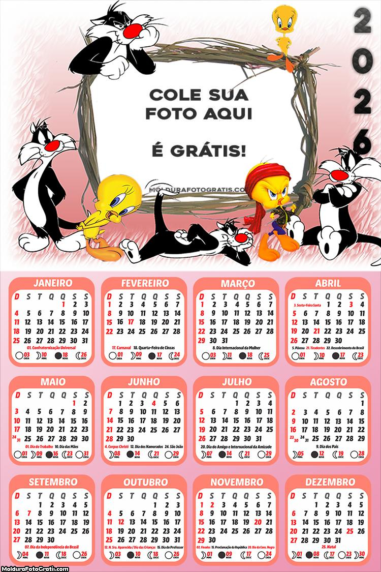 Calendário Frajola e Piu Piu 2026