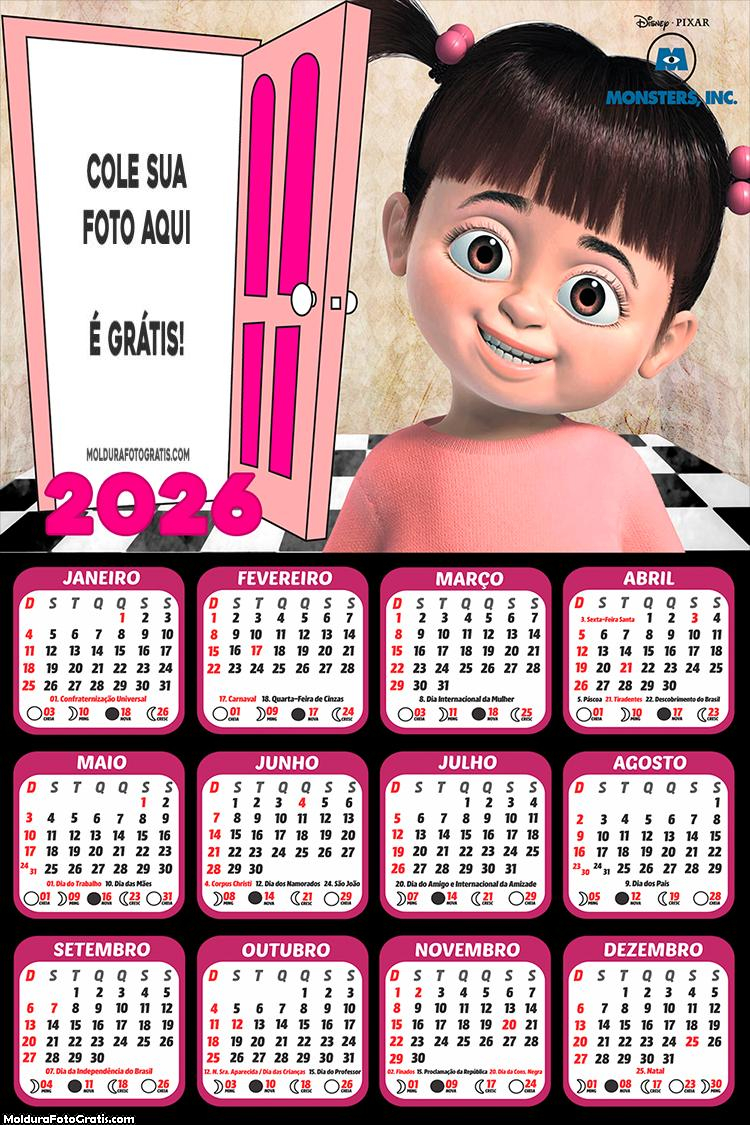 Calendário da Boo de Monstros S. A. 2026