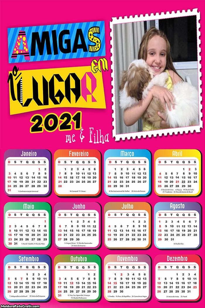 Calendário Amigas em Primeiro Lugar 2021