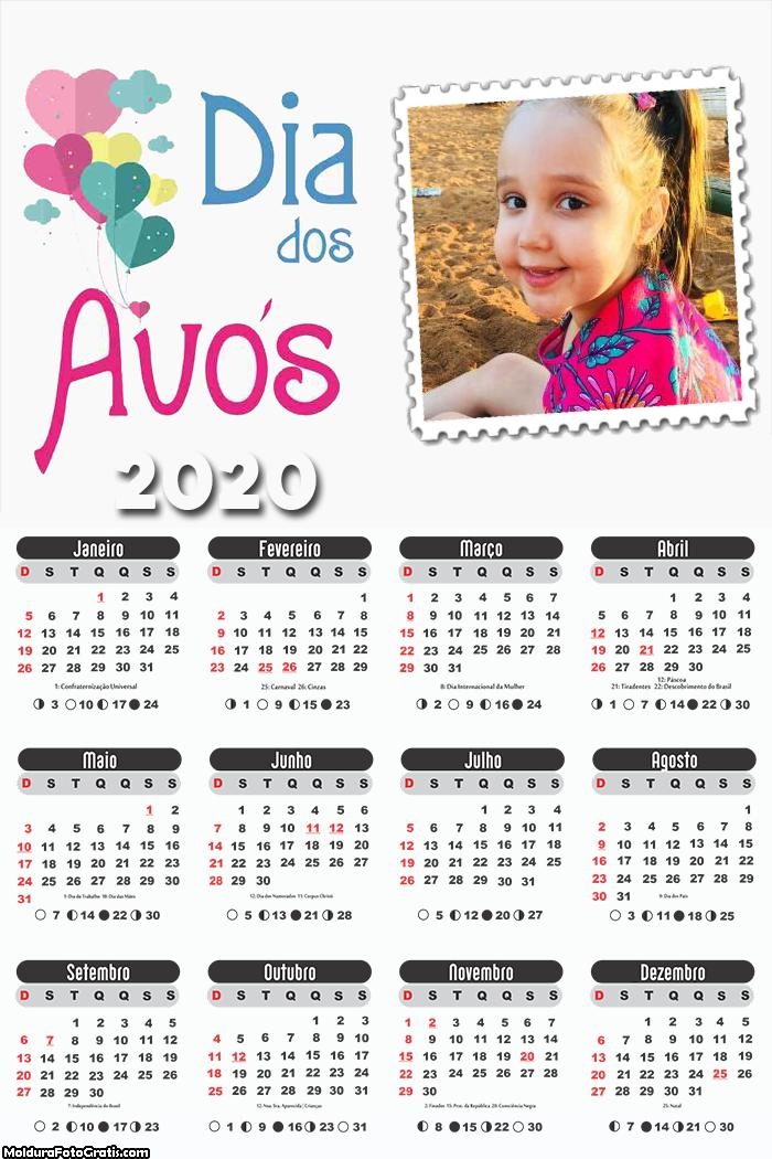 Calendário Dia dos Avós 2020