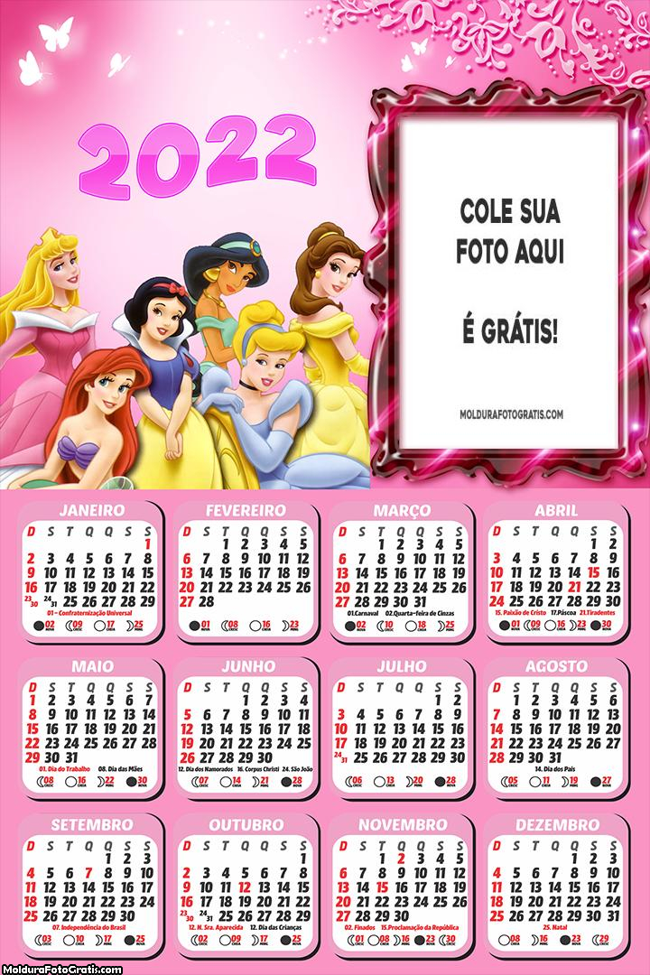 Calendário Princesas da Disney 2022