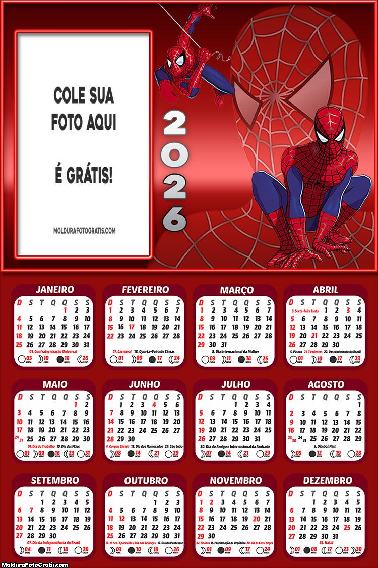 Calendário Homem-Aranha 2026