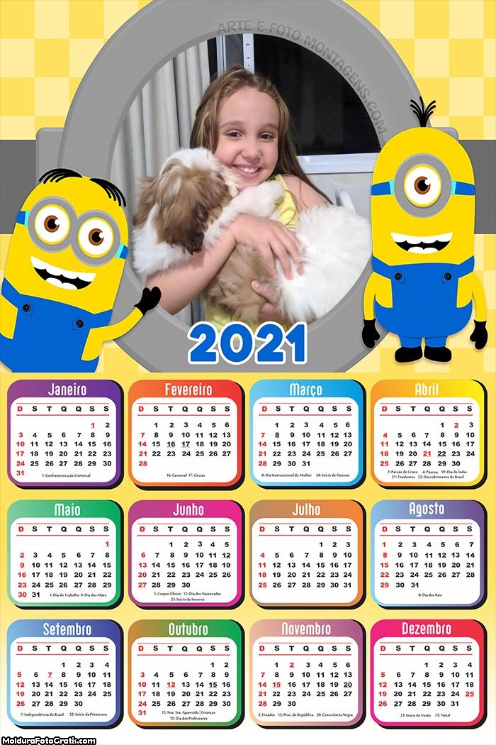 Calendário Moldura Minions 2021