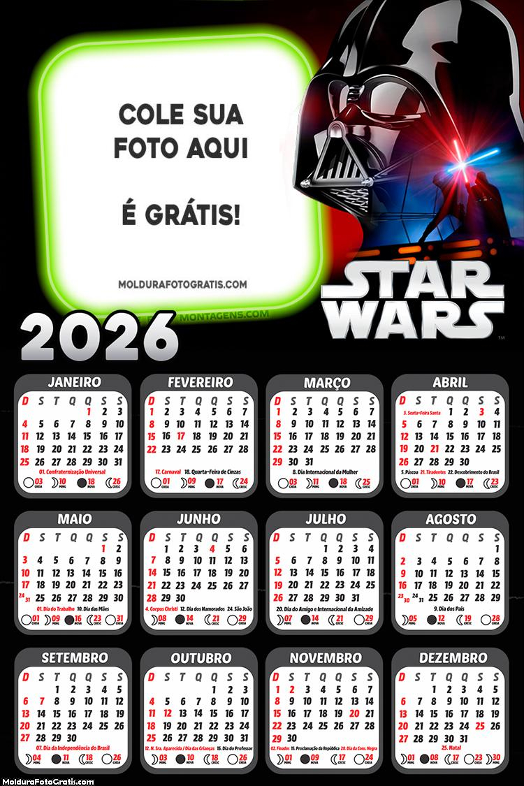 Calendário Starwars 2026