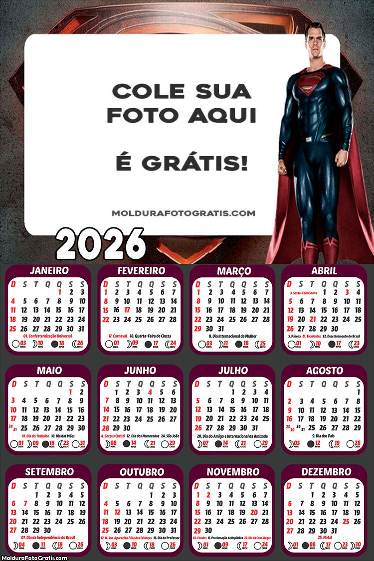Calendário do SuperMan 2026